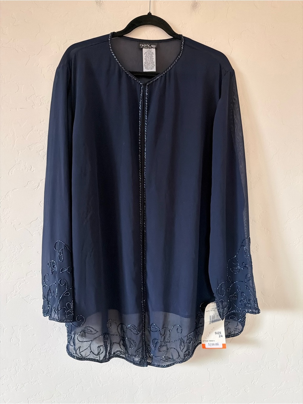 Onyx Nite NEW Beaded Embroidery Cardigan Size 3XL